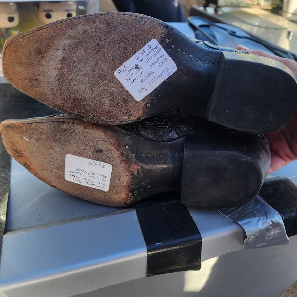 Lucchese Tan and Dark Brown Leather Western Boot Interior - Picture 4 of 9